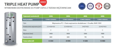 400L 3 wężownice CWU bufor wymiennik