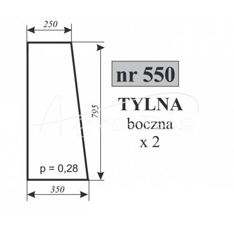 SZYBA TYLNA BOK ZETOR 5611 5718 SZYBA TYLNA BOK ZETOR 5611 5718