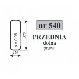 Szyba przednia dolna prawa Zetor