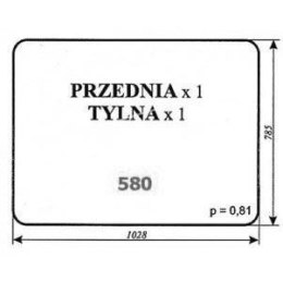 Szyba przednia/tylna koparka Pelikan
