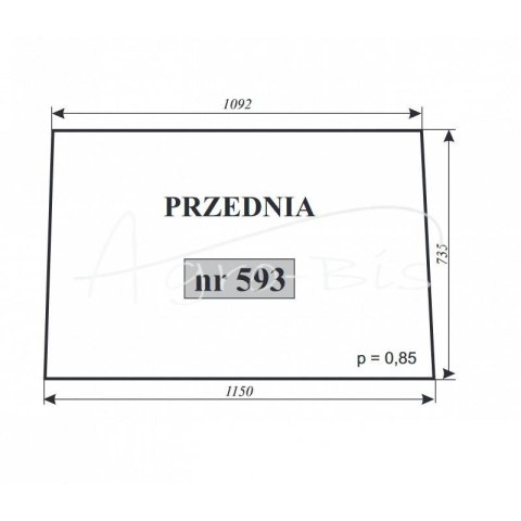 Szyba przednia Zetor nowy typ 10540 Szyba przednia Zetor nowy typ 10540