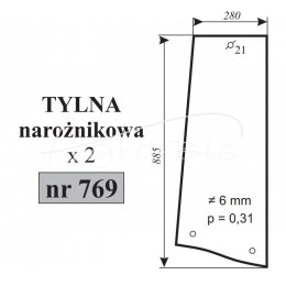 Szyba tylna narożnikowa MF-3690/3080 Anglik