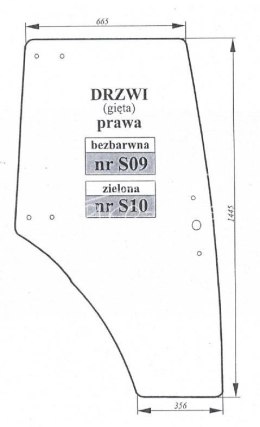 Szyba drzwi prawa zielona Zetor Proxima, Forte 53369093