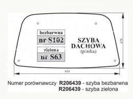 Szyba dachowa John Deere zielona R206439