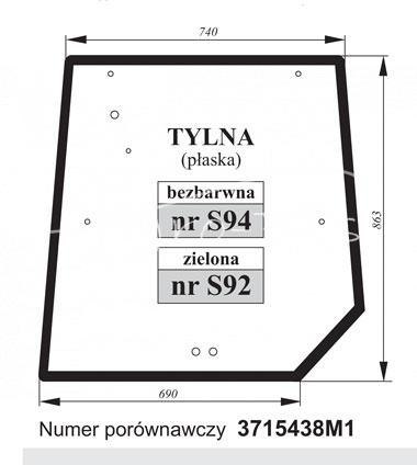 Szyba tylna MF 3715438M1 bezbarwna Szyba tylna MF 3715438M1 bezbarwna