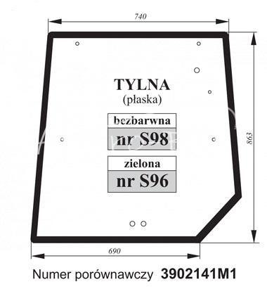 Szyba tylna MF 3902141M1 Szyba tylna MF 3902141M1
