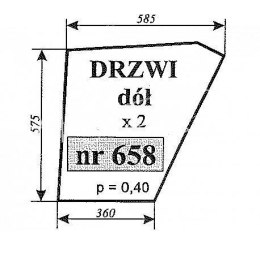 Szyba drzwi dolna Zetor 84368037 8211, 8245, 9211, 9245, 10211, 10245, 11211, 11245, 12211, 12245, 14225, 14245, 16245