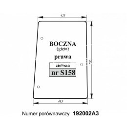 Szyba boczna Case gięta zielona prawa