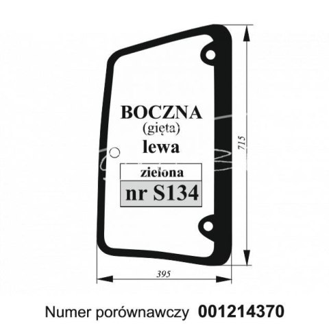 Szyba boczna Deutz-Fahr Lamborgini Same lewa zielona gięta Szyba boczna Deutz-Fahr Lamborgini Same lewa zielona gięta