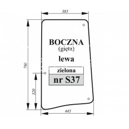 Szyba boczna lewa John Deere gięta zielona