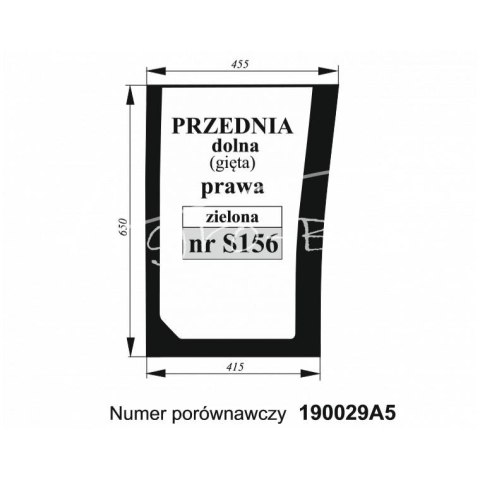 Szyba przednia Case gięta zielona prawa Szyba przednia Case gięta zielona prawa