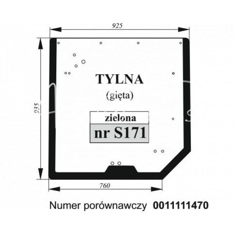 Szyba tylna Claas gięta zielona Szyba tylna Claas gięta zielona