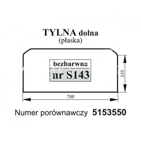 Szyba tylna dolna Fiat bezbarwna