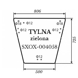 Szyba tylna Kubota L4100 zielona 806*725