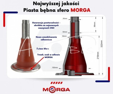 Piasta bębna sfero Kosiarka rotacyjna polska MORGA Piasta bębna sfero Kosiarka rotacyjna polska MORGA