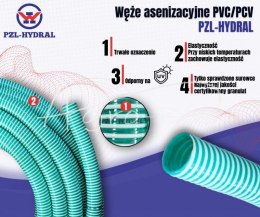 Wąż asenizacyjny PVC/PCV ssawno - tłoczący DN110 ( sprzedawany na krązki 30m ) PZL HYDRAL