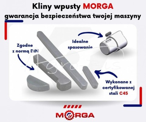 Klin noskowy 13x8x112 DIN6887 Stal C45 MORGA (sprzedawane po 5) widoczna cena za 1 sztukę Klin noskowy 13x8x112 DIN6887 Stal C45 MORGA (sprzedawane po 5) widoczna cena za 1 sztukę