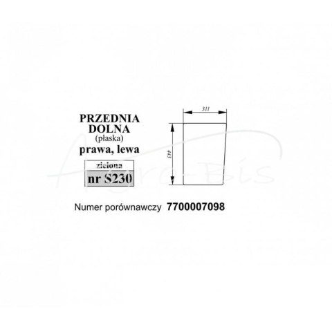 Szyba przednia dolna lewa/prawa zielona Renault Szyba przednia dolna lewa/prawa zielona Renault