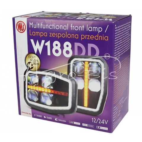 Lampa zespolona, robocza przednia 6-funkcyjna lewa W188 JCB 12V/24V wodoodporna LED kierunek pływający Lampa zespolona, robocza przednia 6-funkcyjna lewa W188 JCB 12V/24V wodoodporna LED kierunek pływający