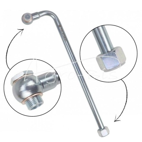 Rurka wygięta 90 stopni Fi-15 z oczkiem 18mm długość 400mm HYDRAL
