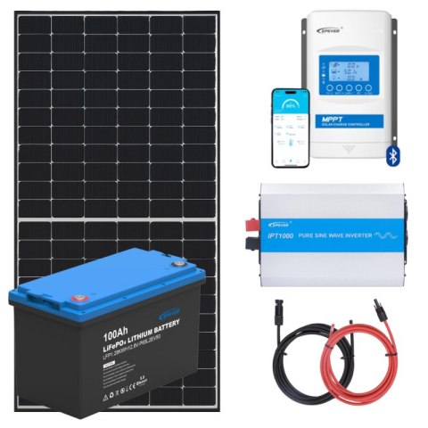ELEKTROWNIA SŁONECZNA 455WP Z AKUMULATOREM - ZASILANIE 230V MOC 1000W + MPPT ELEKTROWNIA SŁONECZNA 455WP Z AKUMULATOREM - ZASILANIE 230V MOC 1000W + MPPT