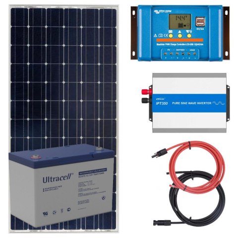 Elektrownia słoneczna 185W z akumulatorem - zasilanie 230V moc 350W Elektrownia słoneczna 185W z akumulatorem - zasilanie 230V moc 350W