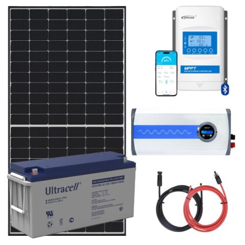 Elektrownia słoneczna 455Wp z akumulatorem - zasilanie 230V moc 1000W + MPPT Elektrownia słoneczna 455Wp z akumulatorem - zasilanie 230V moc 1000W + MPPT