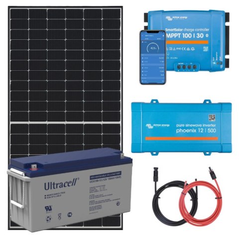 Elektrownia słoneczna 455Wp z akumulatorem - zasilanie 230V moc 400W + MPPT Elektrownia słoneczna 455Wp z akumulatorem - zasilanie 230V moc 400W + MPPT