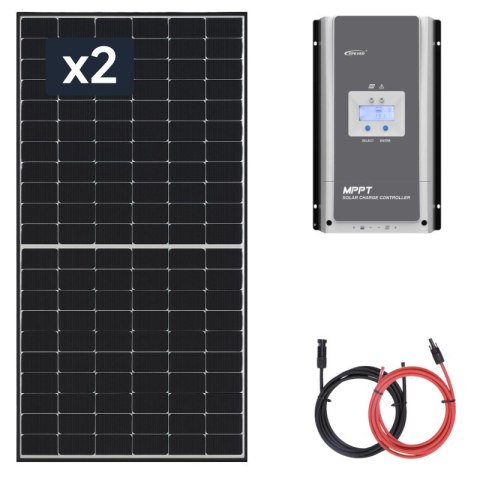 Panel słoneczny 2x455W z regulatorem ładowania 60A MPPT 12V/24V Panel słoneczny 2x455W z regulatorem ładowania 60A MPPT 12V/24V