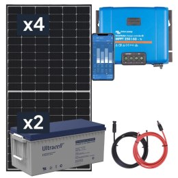 Panel słoneczny 4x455W i akumulator żelowy 2x200Ah z regulatorem MPPT 24V