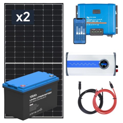 Zestaw PV 910W, akumulator LiFePO4 100Ah, regulator MPPT i przetwornica Zestaw PV 910W, akumulator LiFePO4 100Ah, regulator MPPT i przetwornica