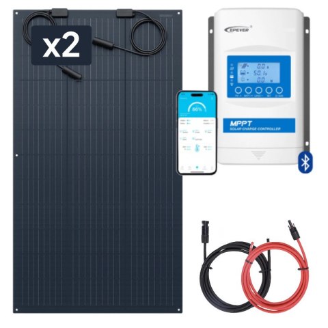 Zestaw do kampera panel elastyczny 2x 105W, regulator ładowania 20A Zestaw do kampera panel elastyczny 2x 105W, regulator ładowania 20A