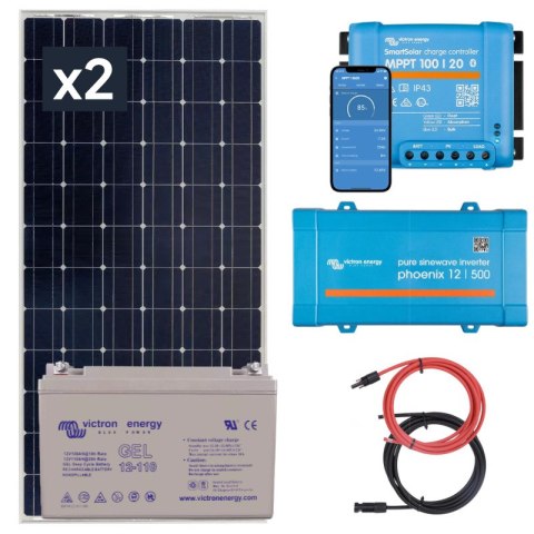 Zestaw solarny na łódź 370W z regulatorem MPPT. Akumulator 110Ah. Przetwornica napięcia 230V/500W Zestaw solarny na łódź 370W z regulatorem MPPT. Akumulator 110Ah. Przetwornica napięcia 230V/500W