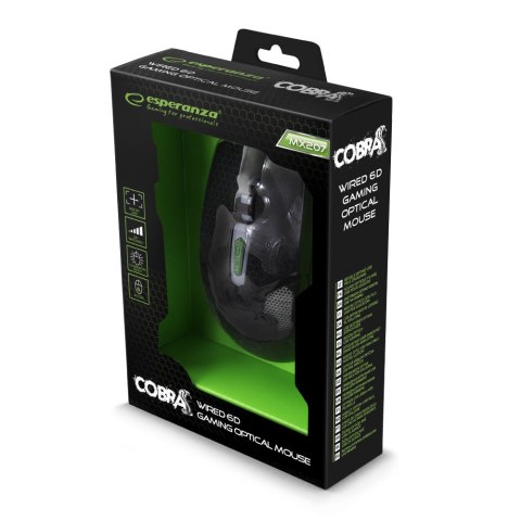 EGM207G Mysz przewodowa dla graczy 6D optyczna USB MX207 Cobra zielona EGM207G Mysz przewodowa dla graczy 6D optyczna USB MX207 Cobra zielona