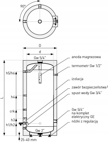 Zasobnik 100l SG(S) Tower Acu 100, bez wężownicy, emaliowany 22-108000 Marka Galmet